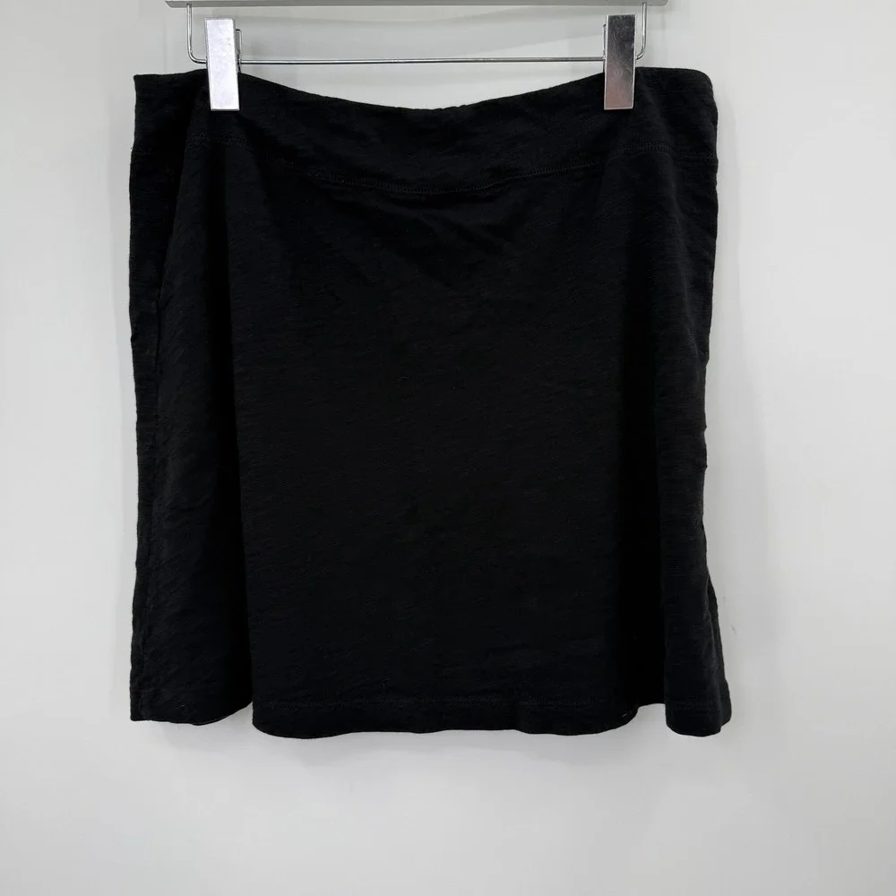 Escape by Habitat Skirt Women L Black Cotton Slub Knit Minimalist Lagenlook Cozy